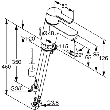 Смеситель для раковины KLUDI Pure & Easy хром 372750565