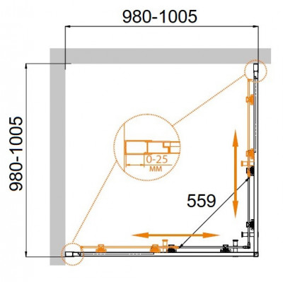 Душевой уголок CEZARES MOLVENO-A-2-100-C-Cr-IV