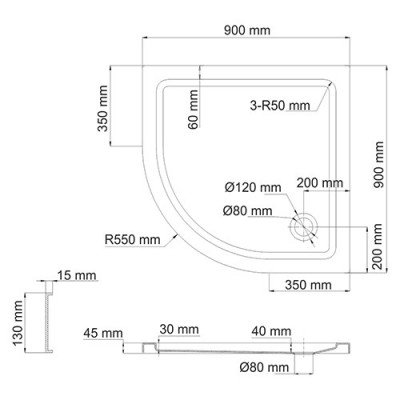 WasserKRAFT Isen 26T01 душевой поддон, сектор