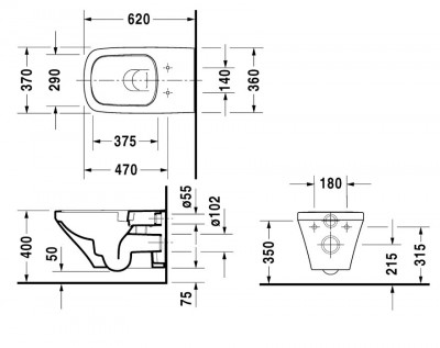 DURAVIT DuraStyle 2542090000 унитаз подвесной без смывного края, белый Alpin