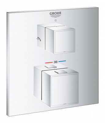 Термостатический смеситель для душа GROHE Grohtherm Cube с переключателем на 2 положения верхний/ручной душ, внешняя часть, хром (24154000)