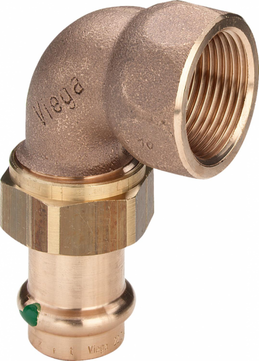 Viega Угол пресс-В 15x1/2' разъёмное соединение, плоская прокладка, бронза Sanpress SC-Contur 90°, шт
