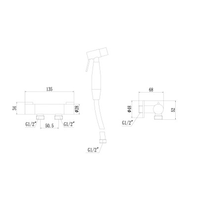 Гигиенический душ без смесителя Fmark FS-FXQ01Q, графит