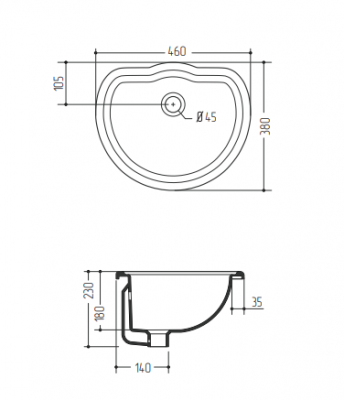 MIGLIORE BELLA 20602 раковина накладная 46x38, керамика, белый