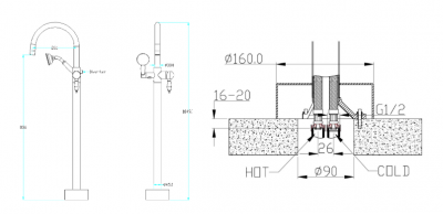 Boheme Medici 309 напольный смеситель, бронза