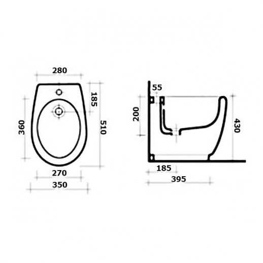 CERAMICA ALA WAVE WAVBID/O биде напольное 35 см х 51 см, белое