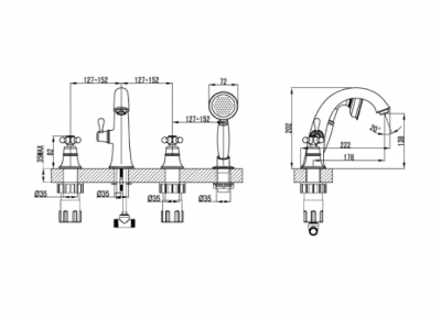 Lemark Vintage LM2841B смеситель на 4 отверстия, бронза