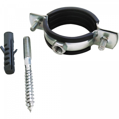 Хомут оцинк с резин уплотнением (РМ) (шпилька М8*80 и дюбель) (60-64 мм) 2" VALFEX