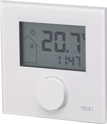 Дизайнерский комнатный термостат TECEfloor RTF-D с ЖК-дисплеем, RT-D Design 24 Standard, стекло белое (77410043)