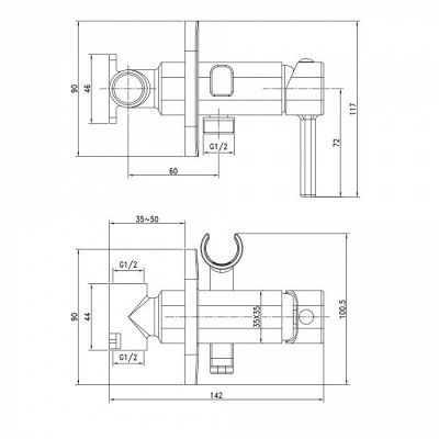 Смеситель гигиенический душ IDDIS (004SBS0i08), дизайн современный