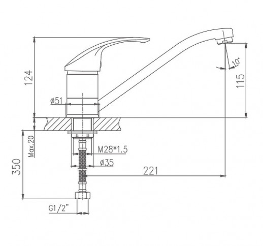 Смеситель для кухни Haiba HB4921 (латунь) хром