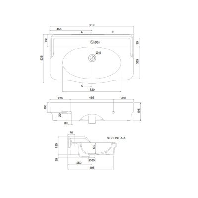 Раковина подвесная или накладная Scarabeo Castellana 5302BK 90х54 см, белый