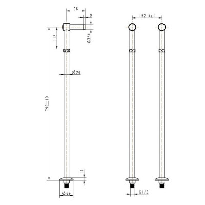 Boheme BRILLANTE 603 колонны для напольного смесителя, хром