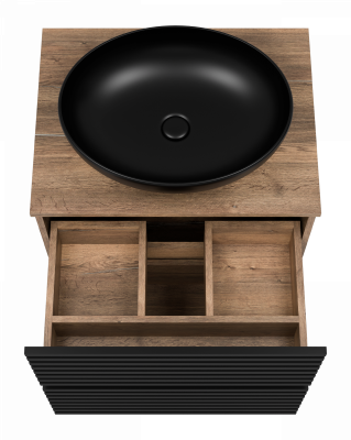 Тумба напольная Brevita Dakota 600x480x620 черный, темное дерево (DAK-07060-19/02-2Я) с раковиной