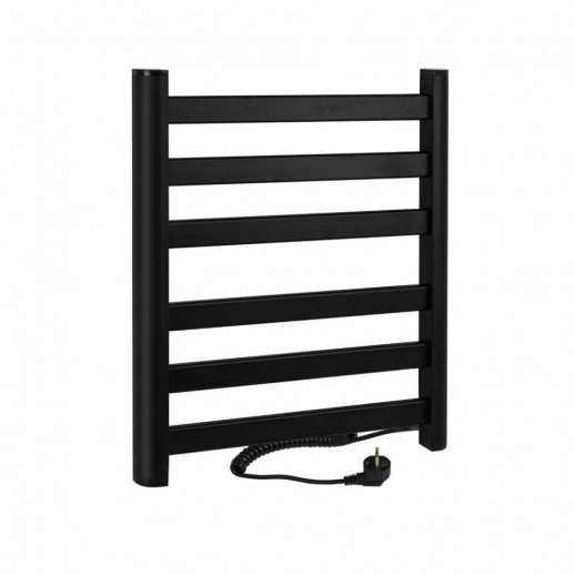 Полотенцесушитель BRIMIX электрический черный лесенка 600х500х95-105 мм на 6 перекладин, 80 W, 220-230 В, 50-60 Гц, алюминий тэн из углеродного волокна (08071B)