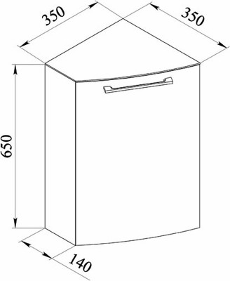 Шкаф подвесной в ванную De Aqua Тока 3 35 L 167479 угловой белый