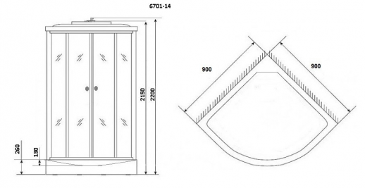 Душевая кабина Niagara Classic NG-6701-14 90x90х215 см средний поддон