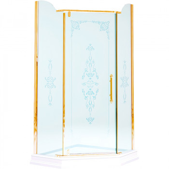 Душевой уголок Migliore Diadema Penta 100x100 24161 профиль золото стекло прозрачное с декором