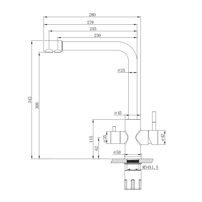 Смеситель для кухни с подключением фильтра WesnaArt EKO05-151Black, черный