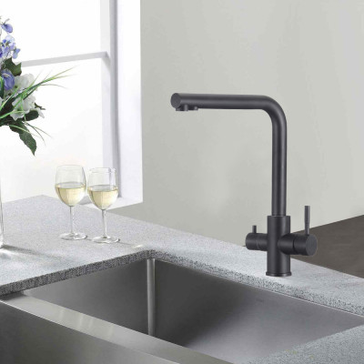 Смеситель для кухни с подключением фильтра WesnaArt EKO05-151Black, черный