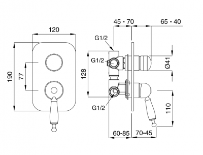 MIGLIORE Oxford 19100 смеситель для душа встраиваемый 4-х позиционный с девиатором, бронза