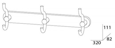 Artwelle Harmonie HAR 006 планка с тремя крючками-вешалками, хром