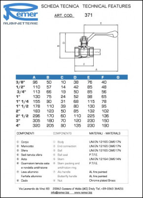 Кран шаровый 3" Remer RR 371 г-г, рычаг