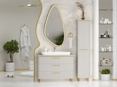 Шкаф-пенал Brevita Elche 35 ELC-05035-010R универсальный правый, серый кашемир/золото