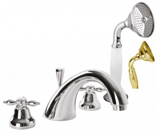 Смеситель на борт ванны с ручным выдвижным душем CEZARES NOSTALGIA-BVD-03/24-M