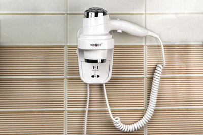 Фен для волос NOFER HOTELline 02012.W настенный 2200 W с розеткой, белый