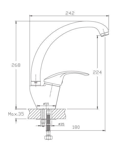 Смеситель для кухни Haiba HB4121-5 (латунь) сатин