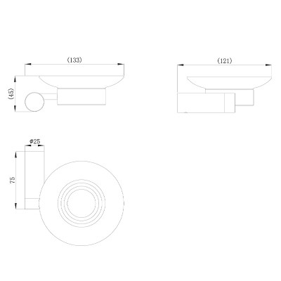 Мыльница Raiber Graceful RPB-80008 черная матовая настенная латунь / стекло