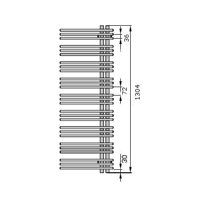 Zehnder Yucca Asymmetric YA 50-130 полотенцесушитель водяной для ГВС (L/R), нержавеющая сталь, 130,4см x 47,8см