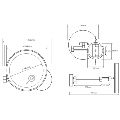 Косметическое зеркало Bemeta Dark арт 112101140 Черное матовое