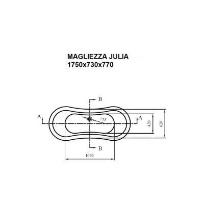 Ванна Magliezza Julia 175х73 акриловая (ножки золото)