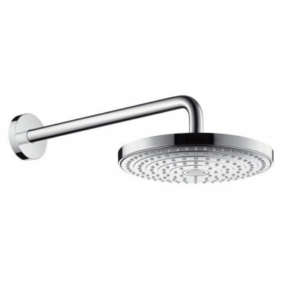 Верхний душ Hansgrohe Raindance Select S 240 2jet EcoSmart 26470400 с кронштейном настенный (белый хром)