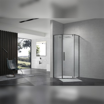 Душевой уголок Terminus Альба трапеция 100х100х200, черный