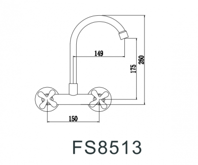 Смеситель для мойки Fmark FS8513 нерж сталь сатин вентильный