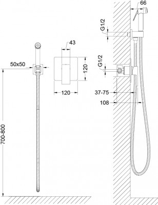 Timo Selene 2089/00SM new chrome встраиваемый смеситель с гигиеническим душем, хром