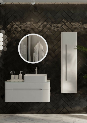 Шкаф пенал в ванную Jorno Shine 33 R Shi.04.125/P/W подвесной белый глянец