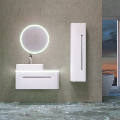 Шкаф пенал в ванную Jorno Shine 33 R Shi.04.125/P/W подвесной белый глянец