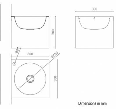 Настенная квадратная раковина Nofer 13097.B