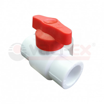 Кран шаровой полупроходной с красной ручкой VALFEX STANDARD 25 белый (20255025R)