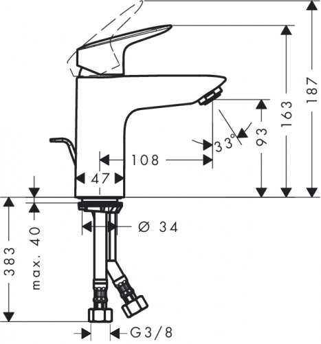 Hansgrohe Logis 71100000 смеситель для раковины с д/к, хром