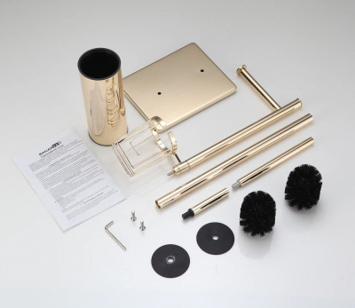 Напольная стойка с держателями для ершика, бумаги и освежителя Sanartec 100813Go, золото