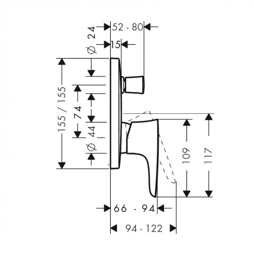 Hansgrohe PuraVida 15445000 смеситель для ванны/душа (внешняя часть), хром
