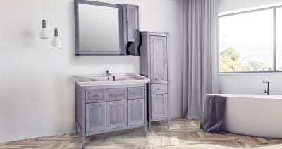 ASB-Woodline Гранда 105 тумба с раковиной, серый массив ясеня