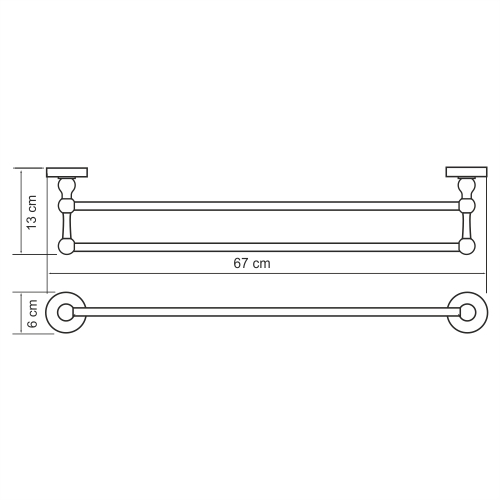 WasserKRAFT Diemel K-2240 полотенцедержатель двойной, хром
