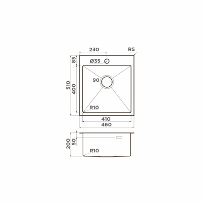 Мойка OMOIKIRI AKISAME 46-GM нерж.сталь прямоугольная 460x510 (4973095)