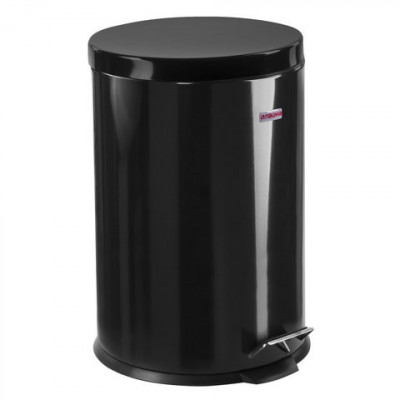 Ведро-контейнер для мусора (урна) с педалью LAIMA "Classic", 20 л, черное, глянцевое, металл, со съемным внутренним ведром, 604945